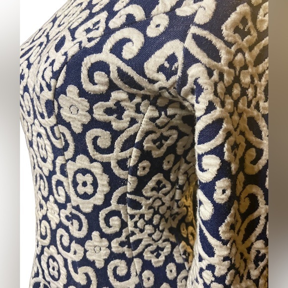 ZARA JACQUARD BLUE AND WHITE STRETCHY DRESS FIT AND FLARE SIZE XS - Picture 9 of 14